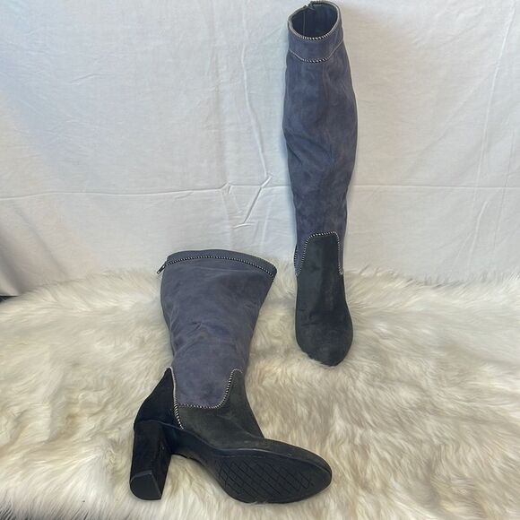 Rialto Grey/Black Sueded Fabric Knee High Boots Sz 7 - Picture 1 of 6